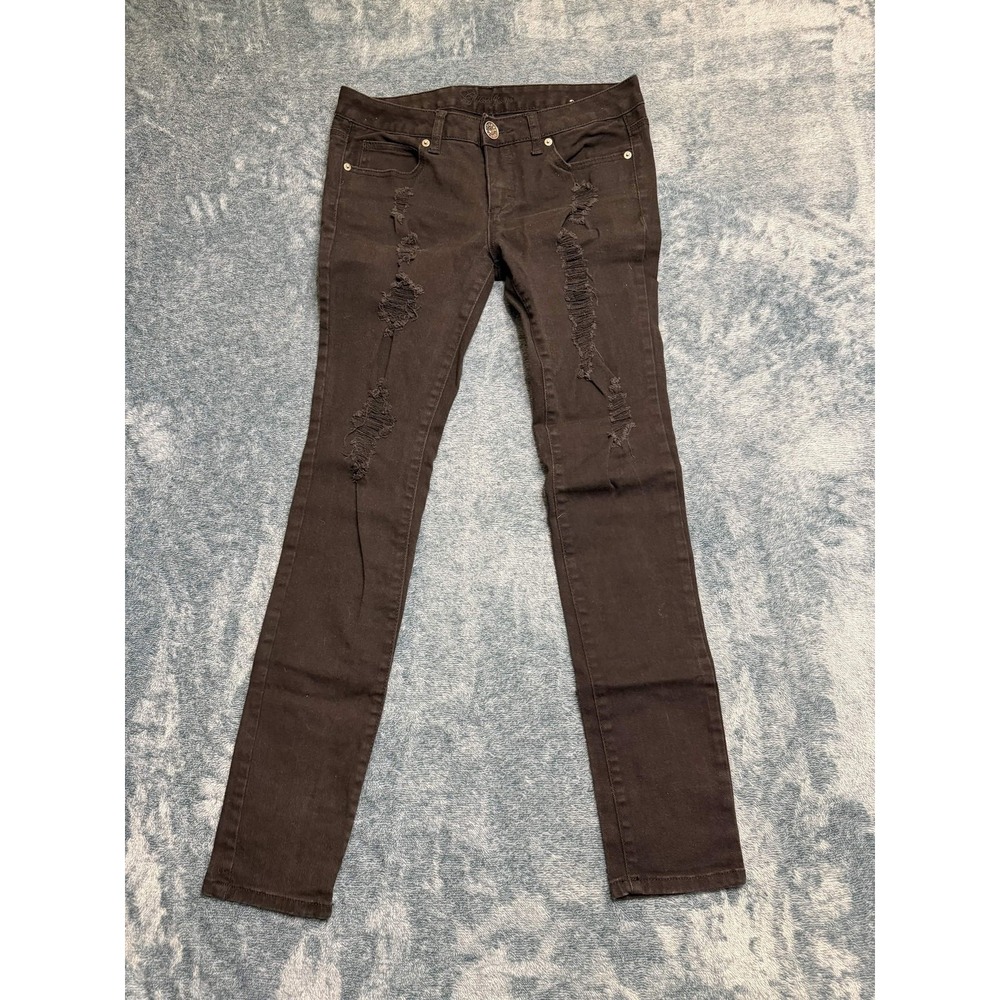 Guess Men's Size 29 Distressed Black Denim Jeans Slim Tapered Moto Style
